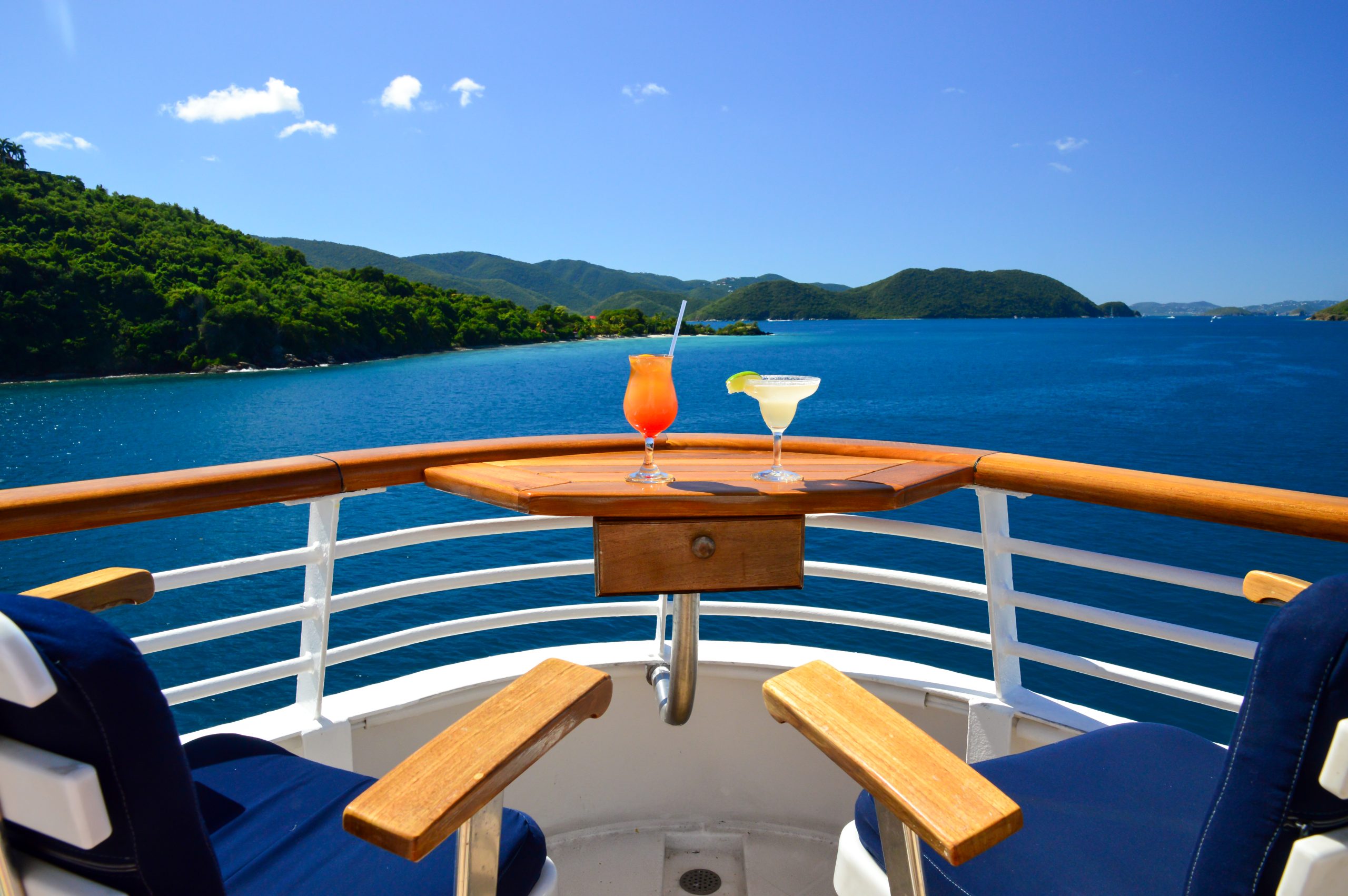The view from the deck on a small ship cruise