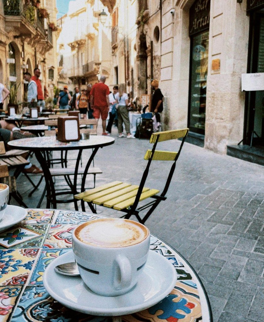 Outdoor table at cafe in Italy